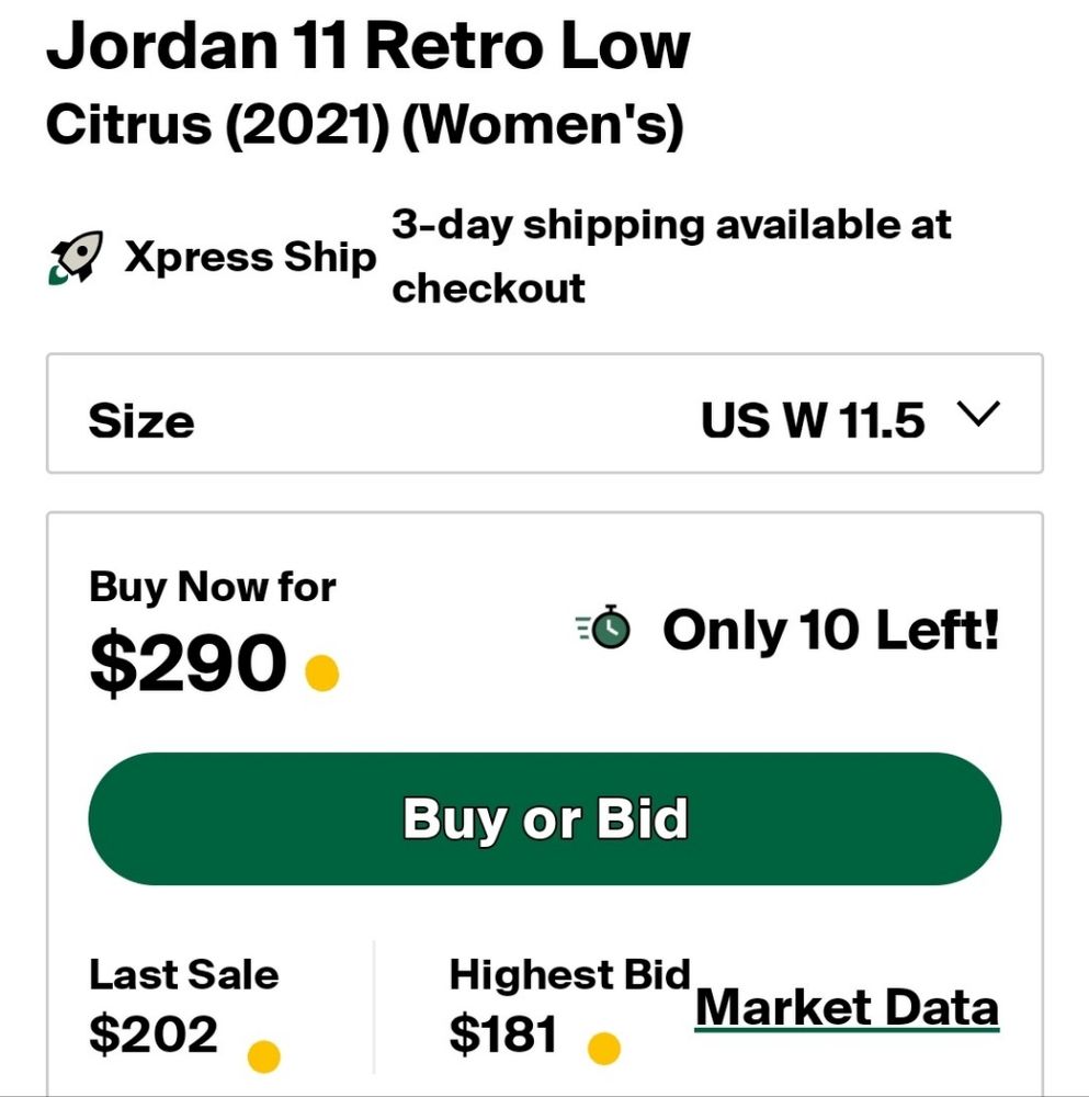 Jordan 11 Low 'Citrus' Size 10m/11.5w 2021 - image 8